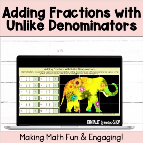 Adding Fractions with Unlike Denominators Self-Checking Digital Activity's featured image