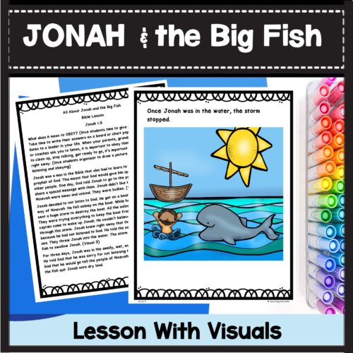 Jonah & the Big Fish Bible Lesson with Visuals & Activities for Preschool Kindergarten Jonah and the Whale's featured image