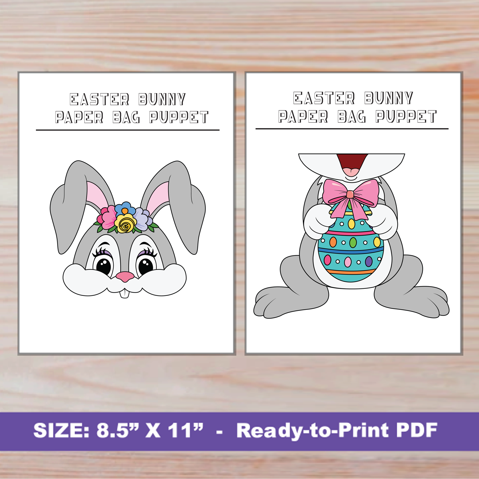Rabbit Paper Bag Puppet Craft Template - Simple Mom Project Store