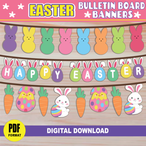 Easter PRINTABLE Banner Kit | PRINTABLE Easter Pennant Bunting | Party Favors | Easter Bulletin Board Decor's featured image