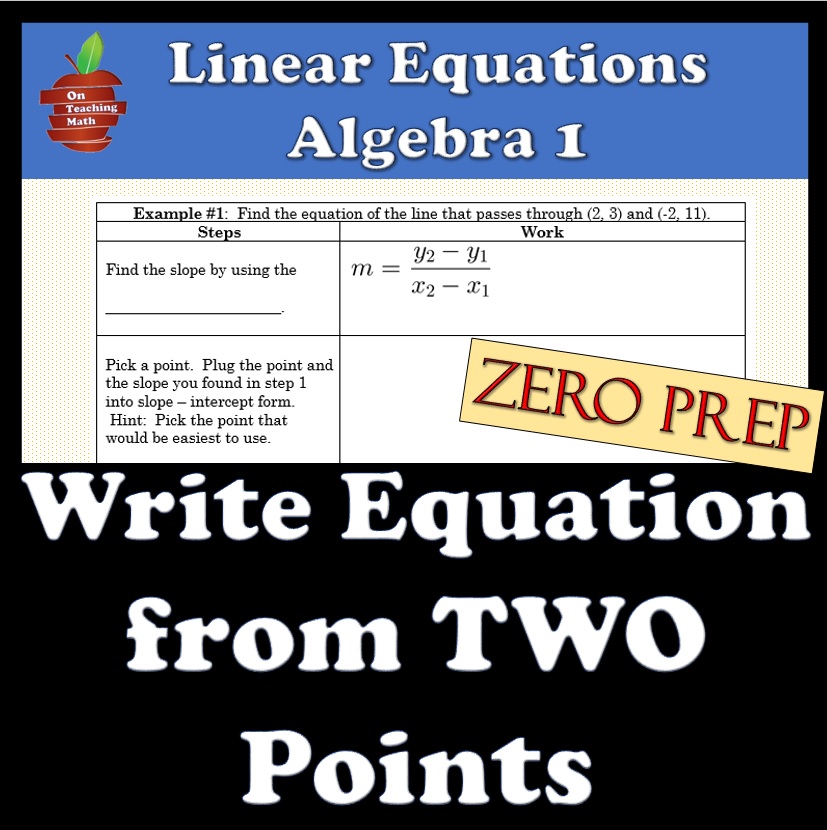 Find linear equation from deals two points