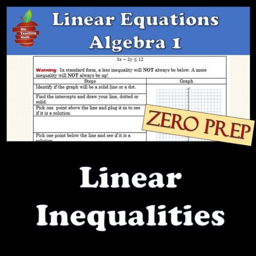 Linear Inequalities - Complete Teaching Package, lesson, notes, hw, NO PREP!'s featured image