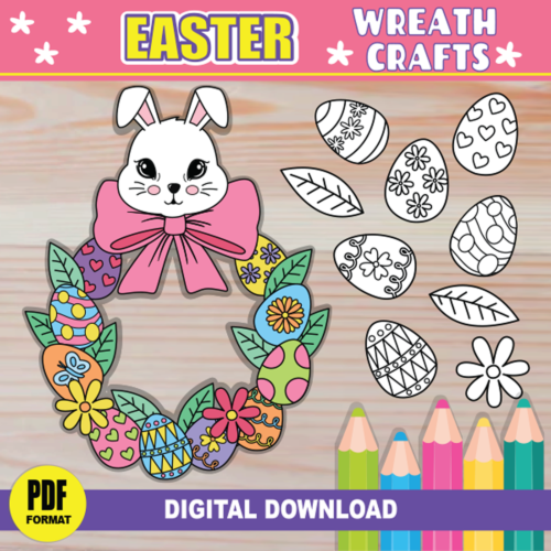 Easter Wreath Crafts Activity for Kids | PRINTABLE Easter Egg Wreath | Spring DIY Wreath for Kids's featured image