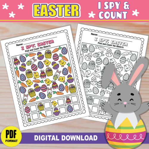 I Spy EASTER Game | Easter PRINTABLE Activities | Look Count & Find Games | Spring Class Morning Independent Work's featured image