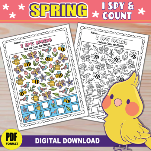 I Spy SPRING Printable Game | Spring Activities for kids | Look Count & Find Games | Class Morning Independent Work's featured image