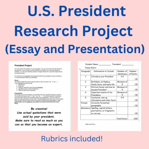 U. S. President Research Project (Essay and Presentation)'s featured image