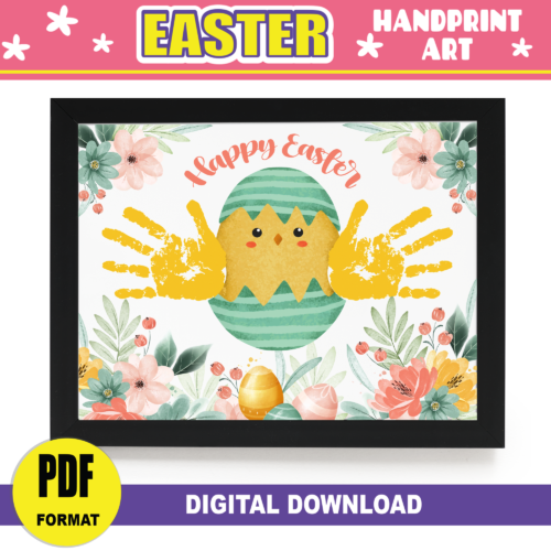 Easter Handprint Art | PRINTABLE Cute Chic Egg Handprint Craft | Happy Easter Activity Crafts for Baby Toddler Preschool's featured image