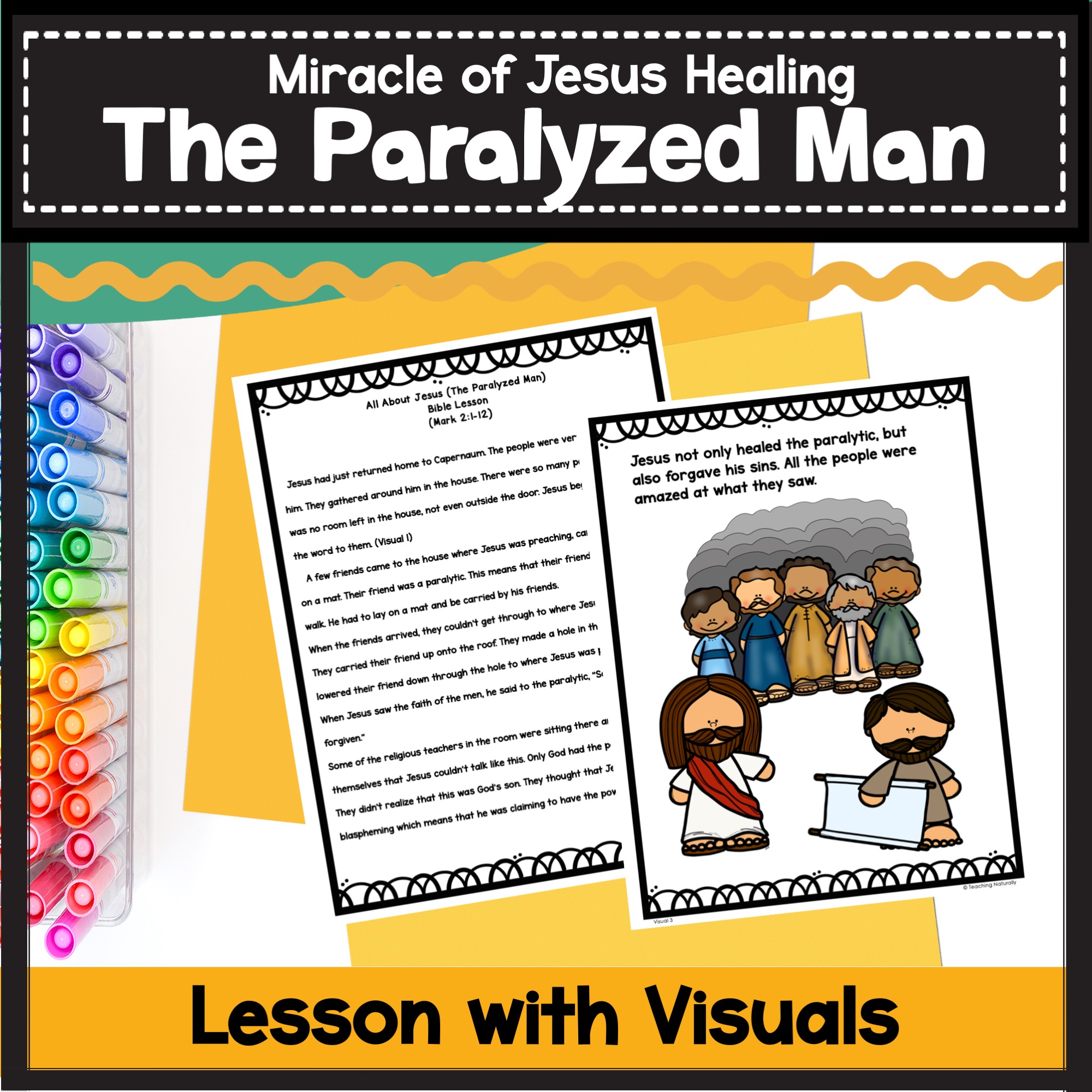The Miracle of Jesus Healing the Paralyzed Man Bible Lesson & Activities Preschool Kindergarten
