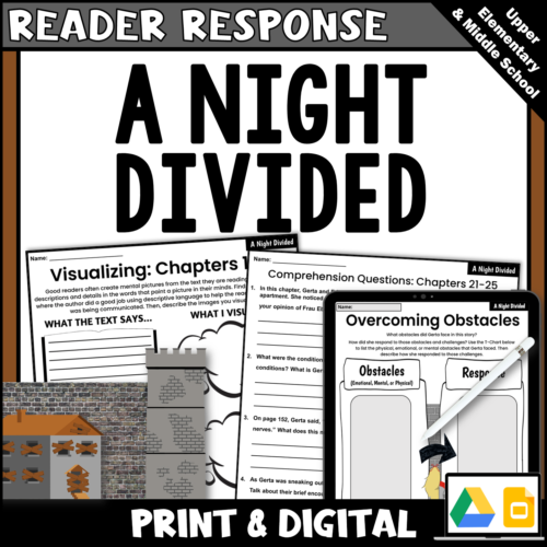 A Night Divided Novel Study Reader Response Questions and Graphic Organizers - Printable and Digital - Google Apps's featured image