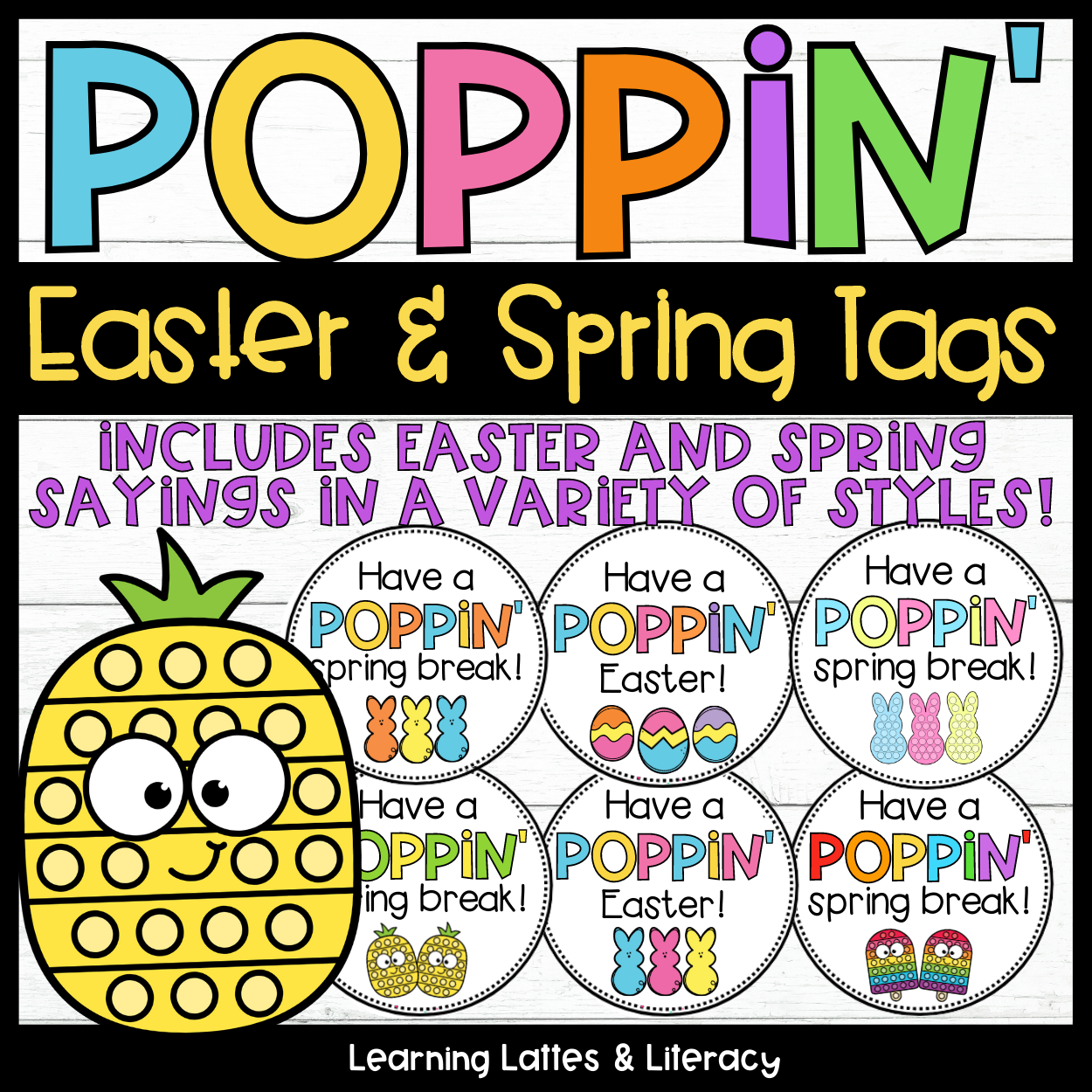 Poppin Easter Tags Poppin Spring Break Tags Peep Bunny Popit Fidget Gift Tags Have a Poppin Spring Break Poppin Easter