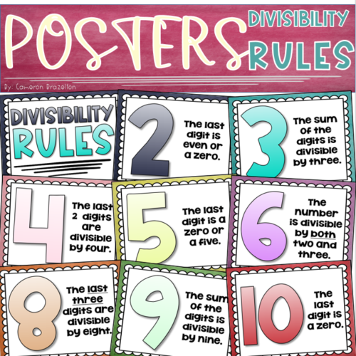 Divisibility Rules Math Anchor Charts Poster Signs Classroom Decor's featured image