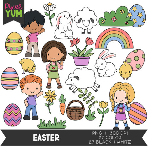 Easter Clipart - Cute Spring Clip Art - Commercial Use OK's featured image
