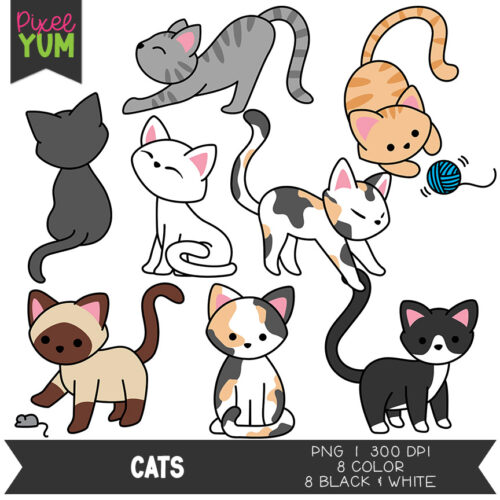 Cat Clipart - Cute Kitty Clip Art - Commercial Use OK's featured image