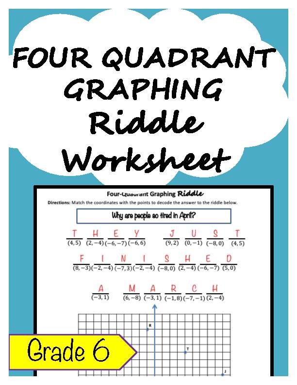 Four Quadrant Graphing Coordinate Plane Riddle Worksheet