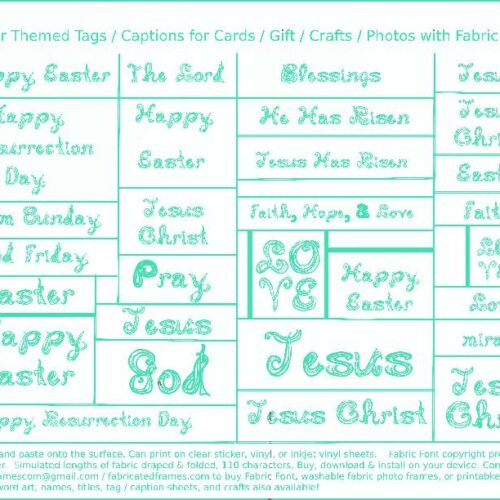 Water Blue Fabric Font Christian Easter theme tags captions for cards gifts crafts photos printable's featured image