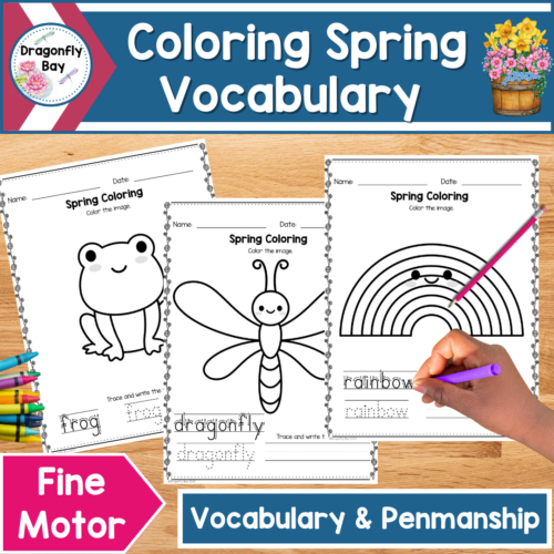 Spring Coloring Tracing and Writing Vocabulary's featured image