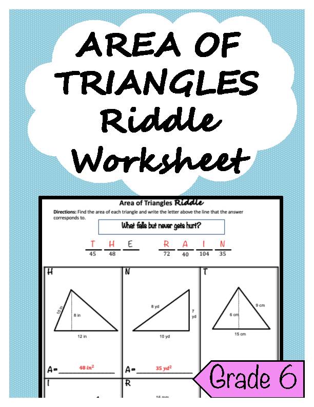 Area of Triangles Riddle Worksheet