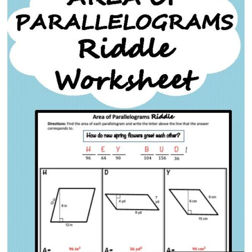 Area of Parallelograms Riddle Worksheet's featured image