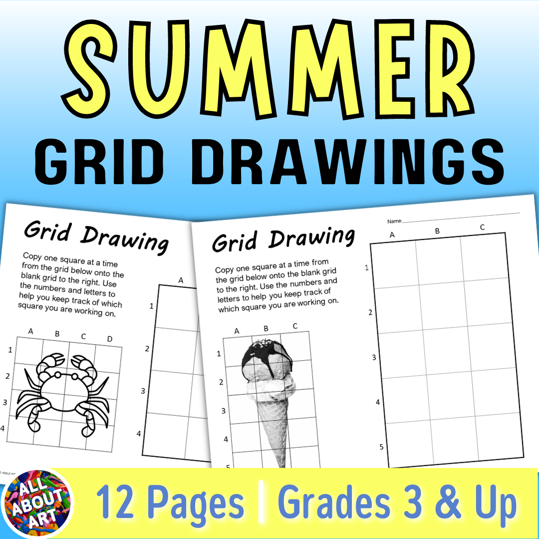 Summer Grid Drawing Worksheets – End of Year Grid Method Art Activities