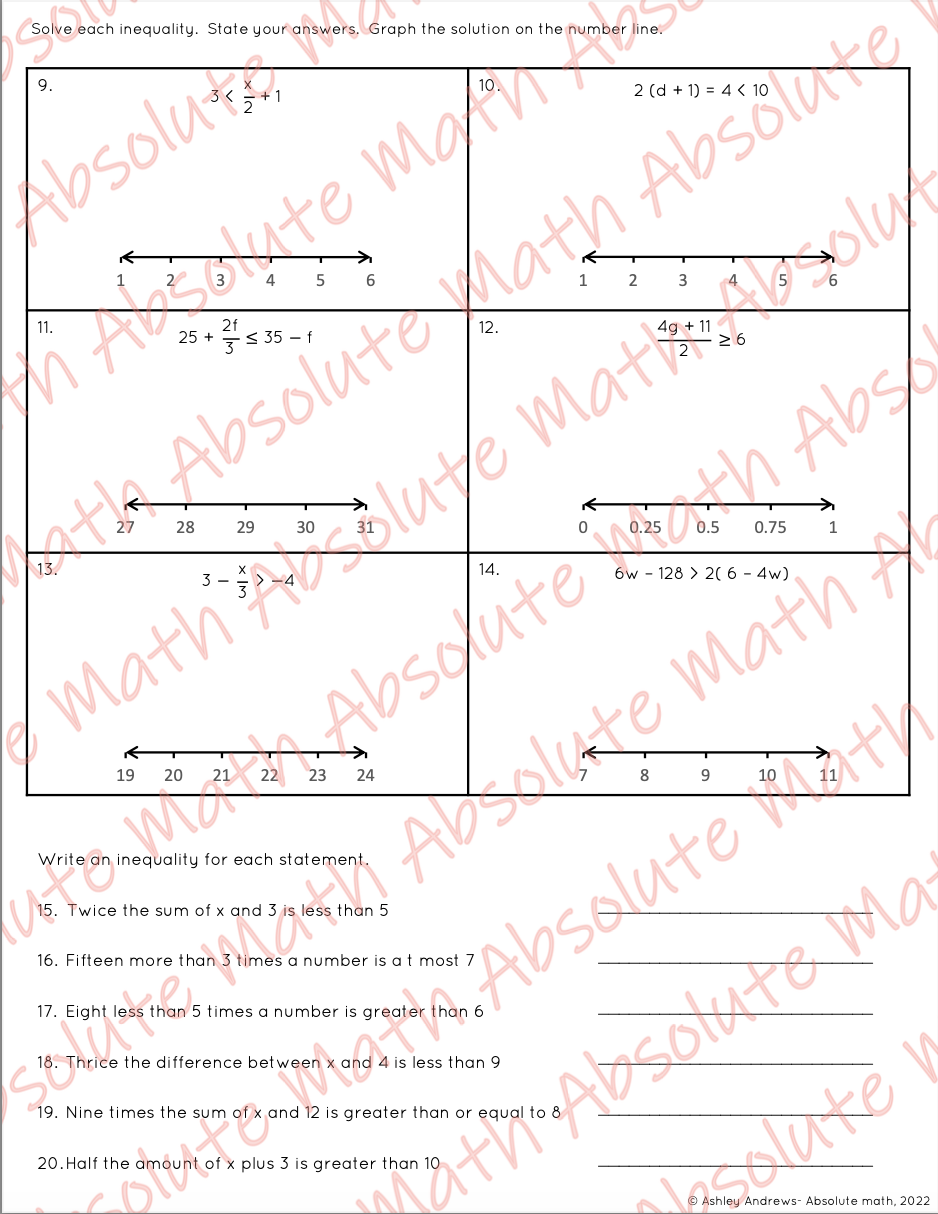 Inequalities Practice 1 - Classful