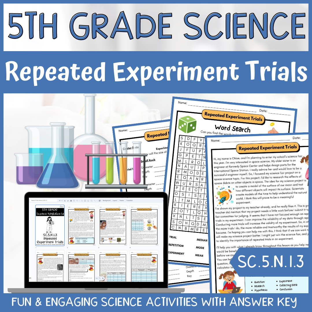 Science Experiment and Trials Activity & Answer Key 5th Grade Nature of Science