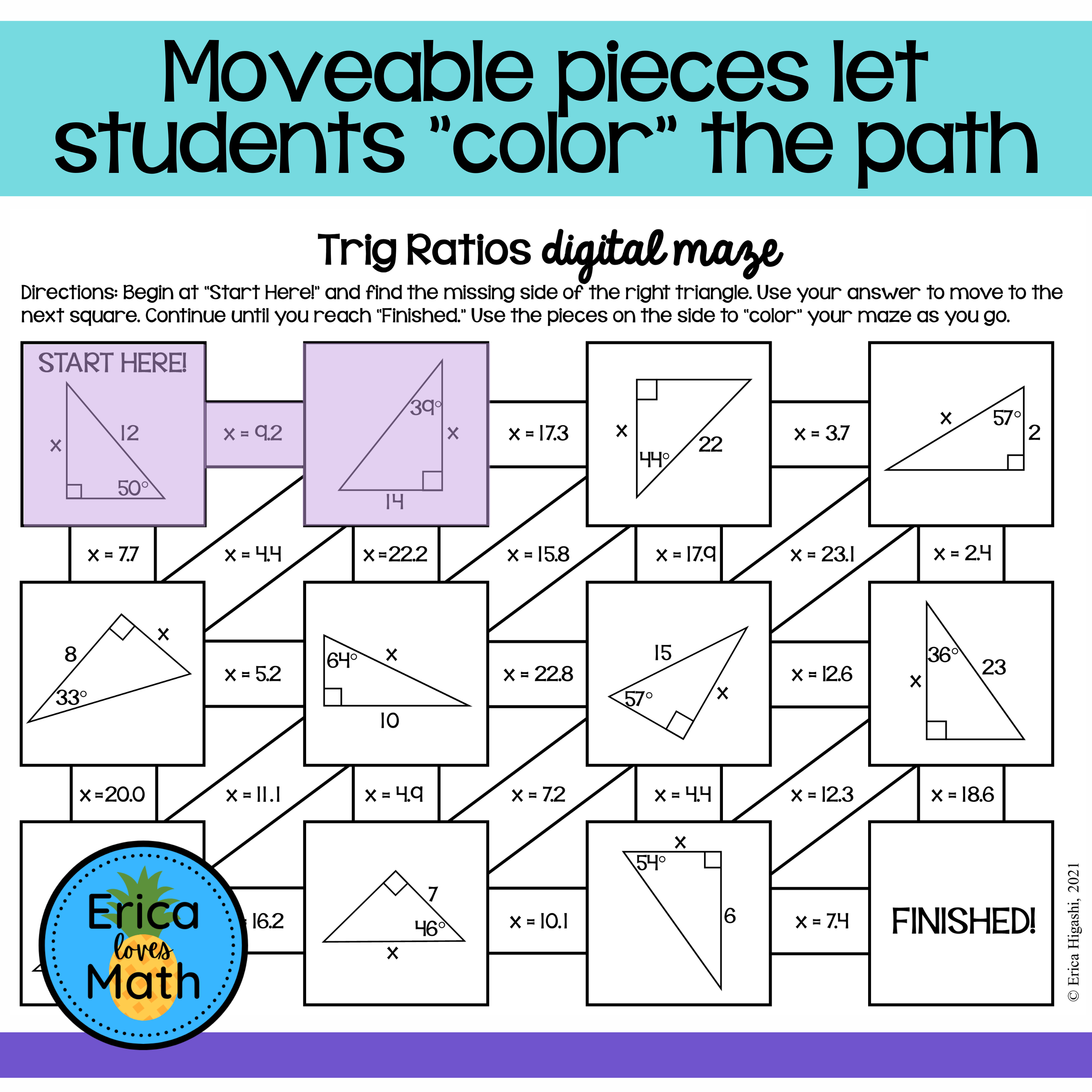 Right Triangle Trig Ratios Digital Activity Maze - Classful