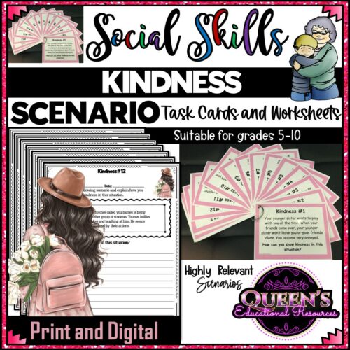Kindness Scenario Task Cards and Worksheets (Print and Digital)'s featured image