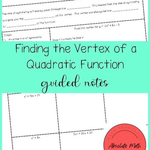 Finding the Vertex of a Quadratic Function Guided Notes's featured image