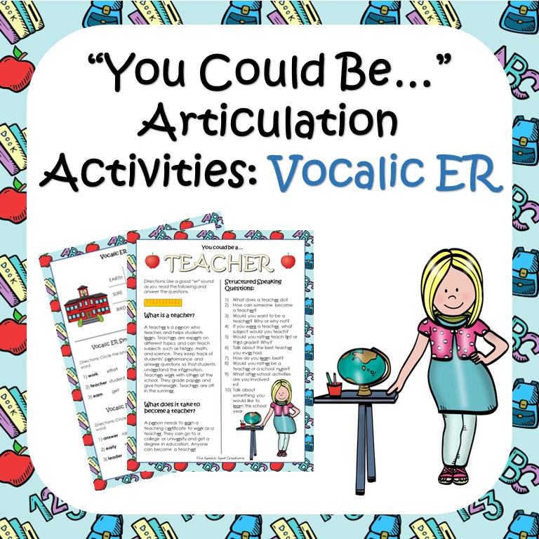 Vocalic ER Career Articulation Activities for Speech Carryover