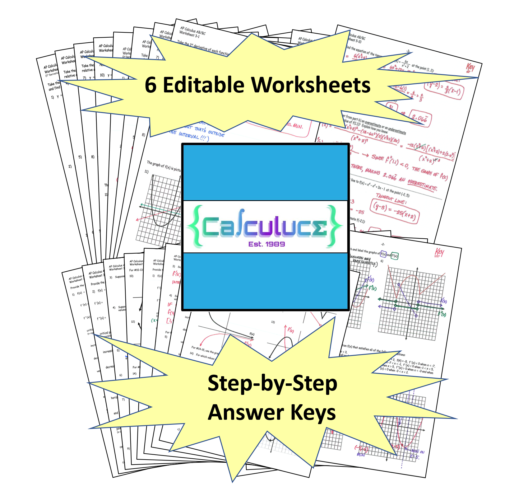 Unit 3B--Editable Worksheets & Answer Keys--AB/BC (Applications of Derivatives)