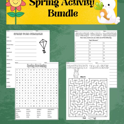 Spring Activity Bundle: Word Puzzles, Mazes, and Bookmarks's featured image