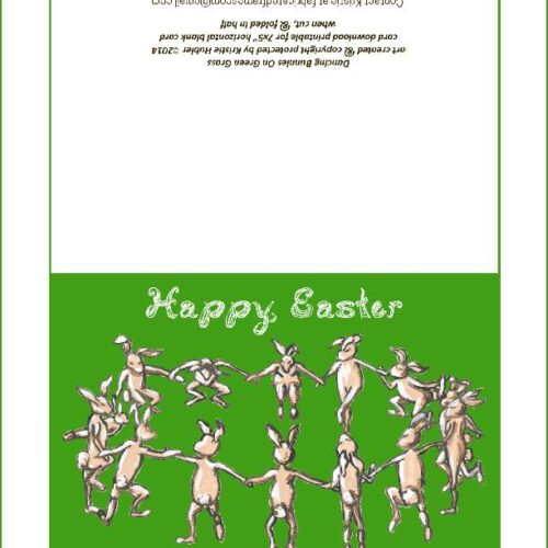 Happy Easter Fabric Font Bunnies Dancing / Rabbits Dance Printable 7x5 Inch Card Download's featured image
