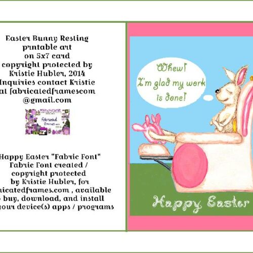 Resting Easter Bunny Happy Easter Fabric Font Card Printable's featured image