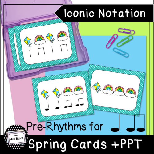 Spring Pre Rhythm (Iconic Notation) Music Cards + PPT's featured image