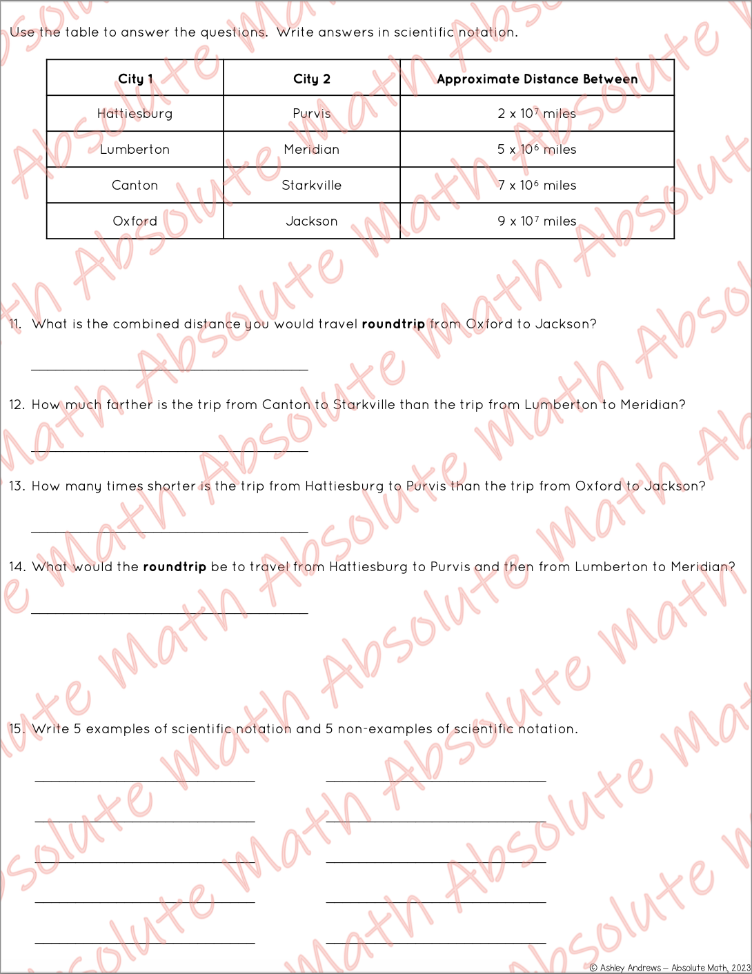 Operations with Scientific Notation Study Guide - Classful
