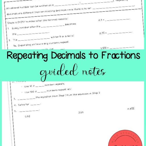 Repeating Decimals to Fractions Guided Notes's featured image