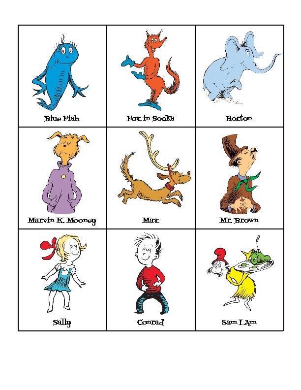 Dr Seuss Characters Pictures And Names
