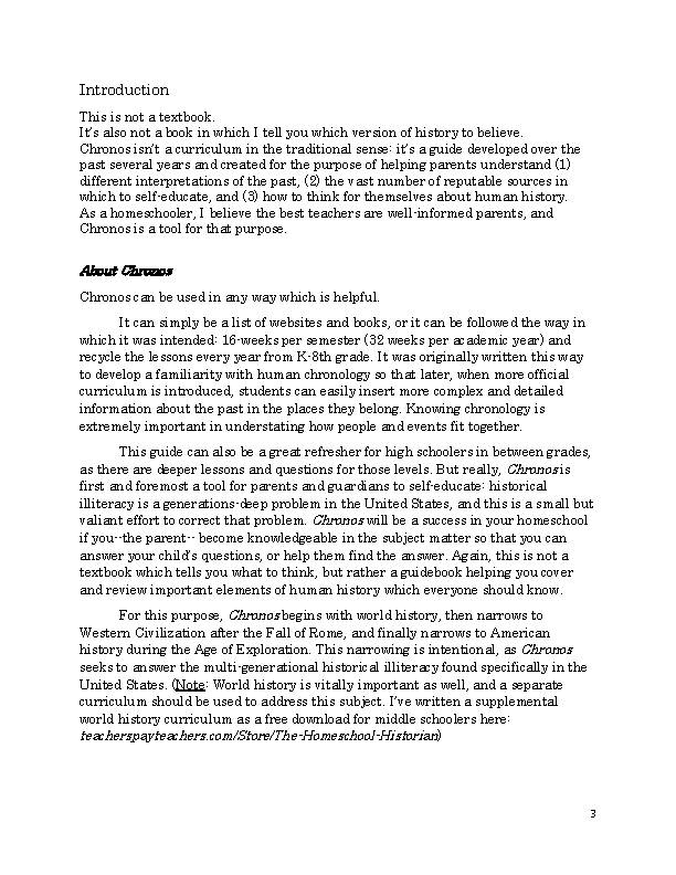 Chronos- a contextual and chronological homeschool curriculum guide ...