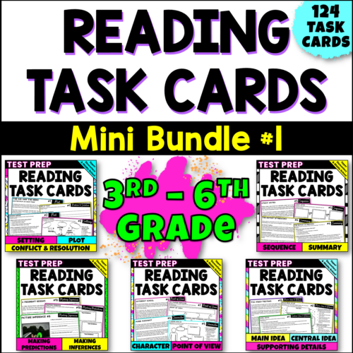 Reading Comprehension Task Cards for 3rd-6th Grade Test Prep MINI BUNDLE 1's featured image