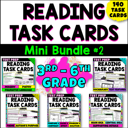 Reading Comprehension Task Cards for 3rd-6th Grade Test Prep MINI BUNDLE 2's featured image