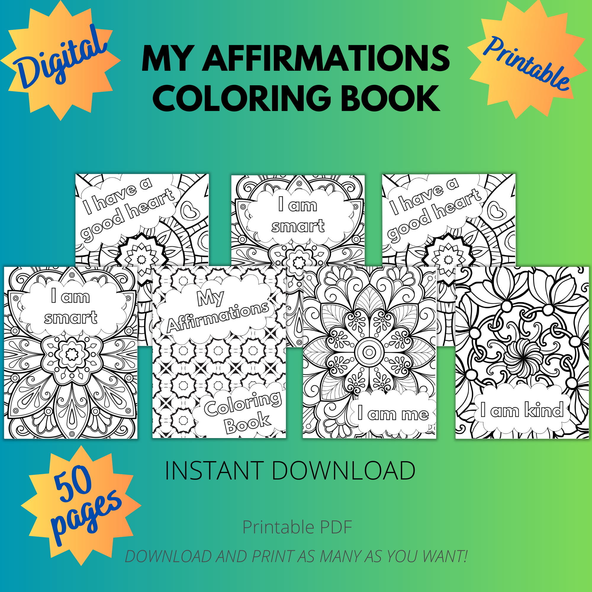 My Affirmations Coloring Book,Affirmations for kids,Affirmation Sayings,Inspirational Affirmations,Affirmation Pages