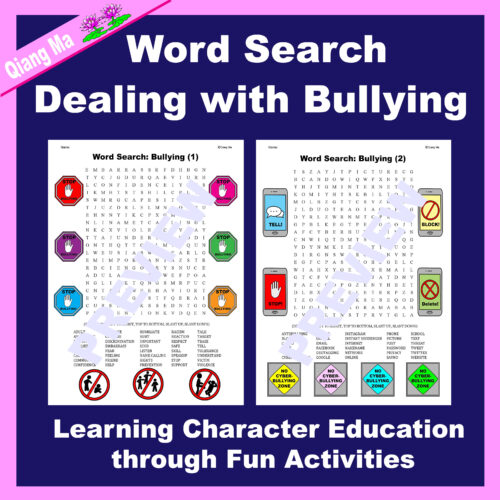 Character Education Word Search: Dealing with Bullying's featured image