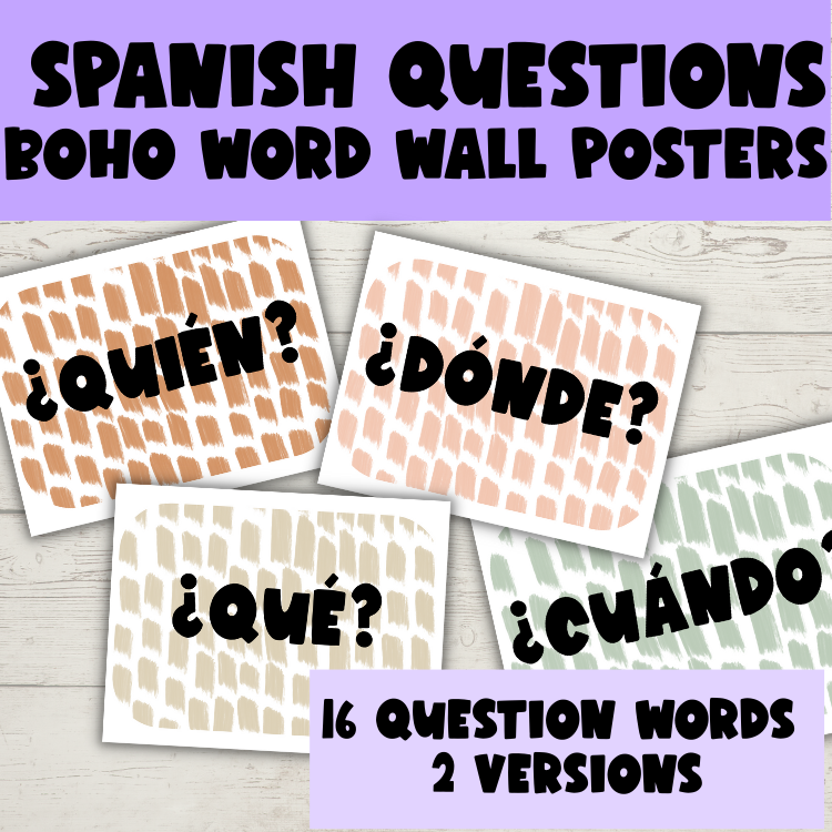 Spanish Question Words | Interrogatives | POSTERS | Word Wall | Bulletin Boards