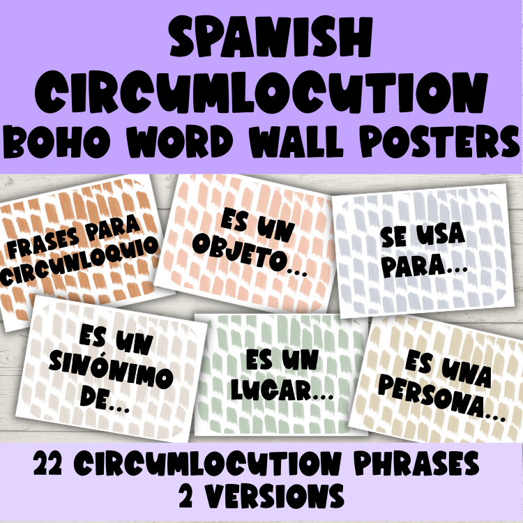 Spanish Circumlocution | Circunloquio | POSTERS | Word Wall | Bulletin Boards