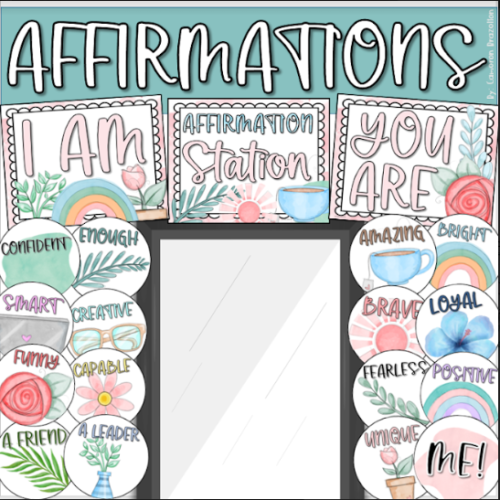 Positive Affirmation Station for Mirrors Bulletin Board Class Decor Editable's featured image