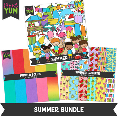 Summer Vacation Clipart and Digital Paper Bundle - Commercial Use OK's featured image