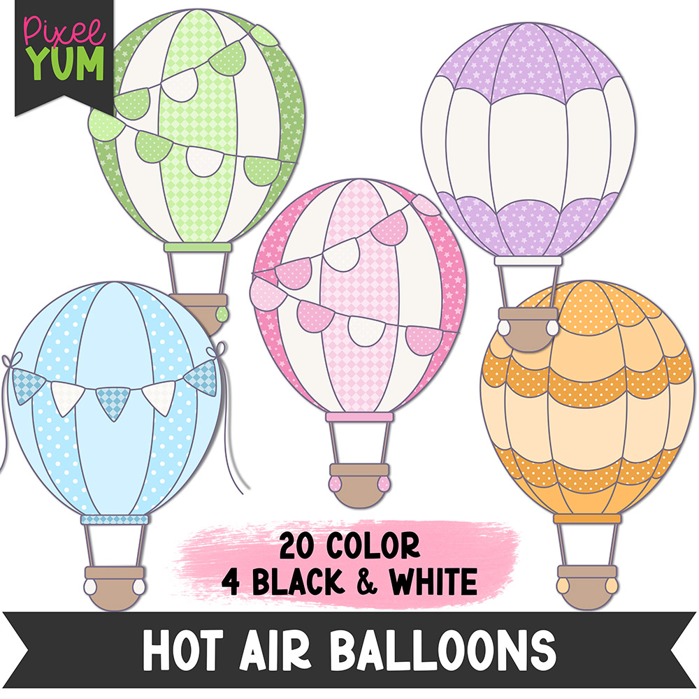 Hot Air Balloon Clipart - Commercial Use OK