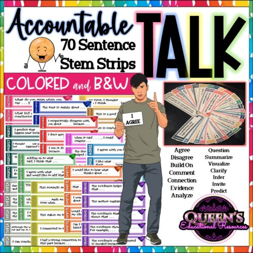 Accountable Talk Sentence Stem Strips, Conversation Starters's featured image