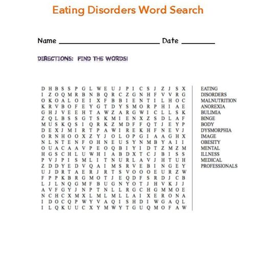 Eating Disorders Word Search's featured image