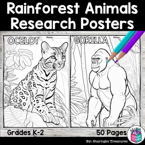 Rainforest Animals Research Posters, Coloring Pages - Animal Research Project's featured image